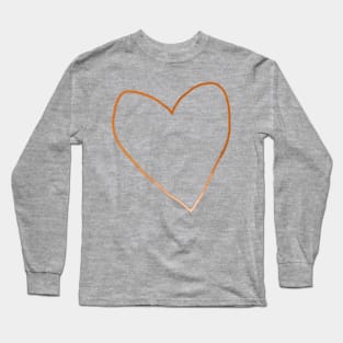 Gold Heart Line Drawing Valentines Day Long Sleeve T-Shirt
